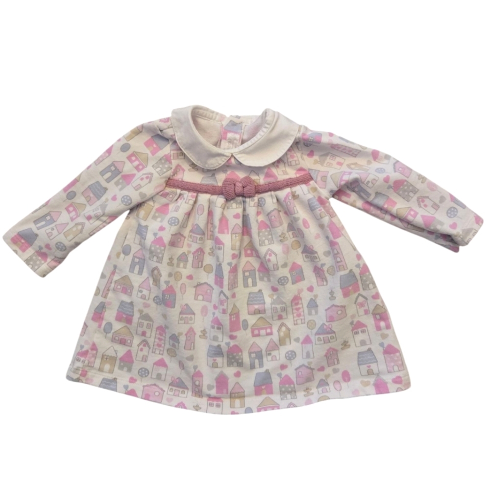 Mayoral Pastel Girly Dress with House Print and Bow